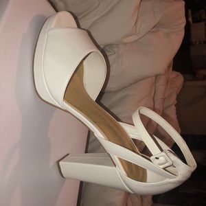 White chunky heels